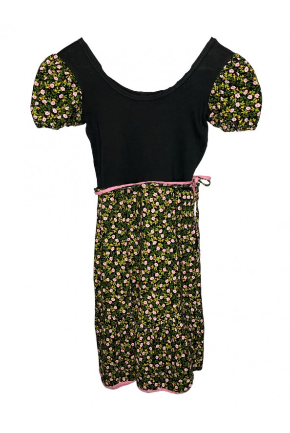 Vintage fekete virág mintás ruha M