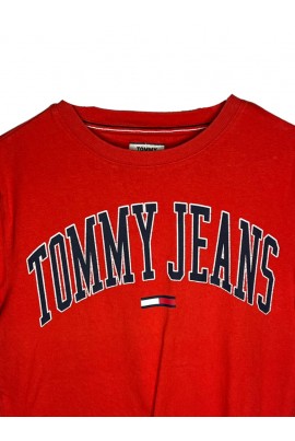 Tommy Jeans narancssárga feliratos pamut póló M