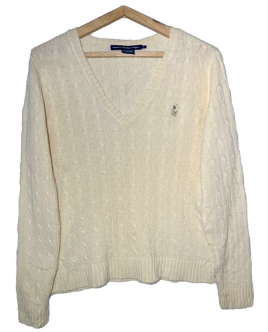 Ralph Lauren Sport drapp kötött gyapjú pulóver XL