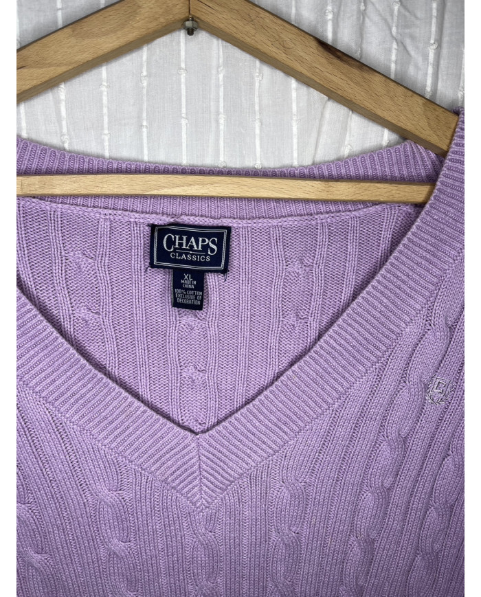 CHAPS CLASSICS pasztell lila kötött pulóver XL/XXL