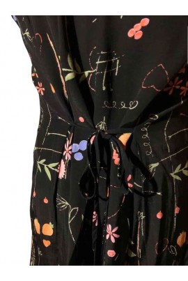 Nina Piccalino vintage fekete virág mintás ruha M
