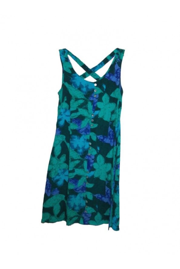 CDC vintage zöld-kék mintás ruha S/M