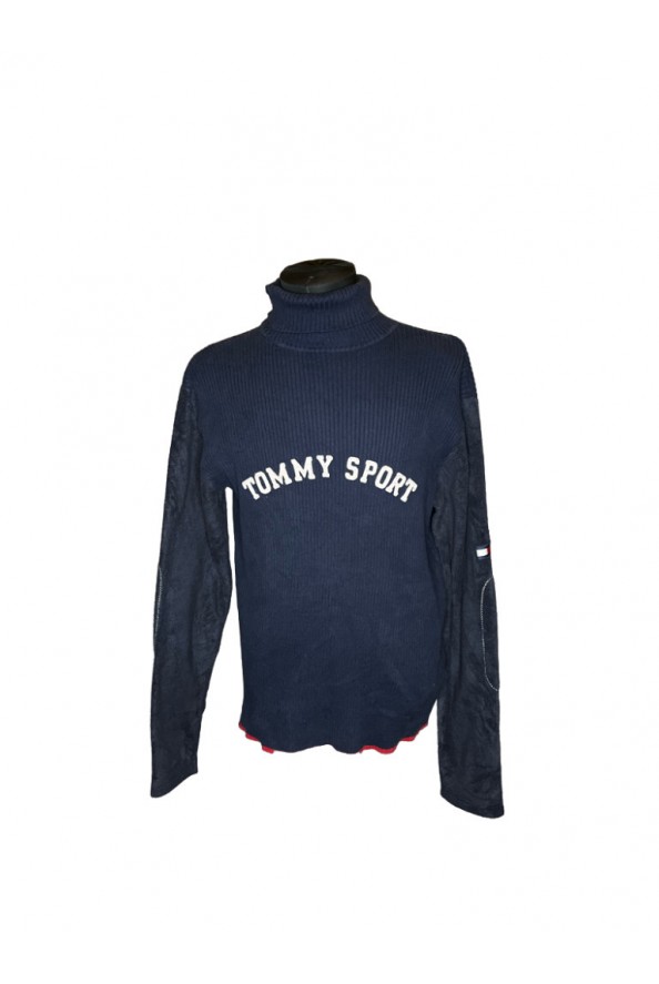 Tommy Hilfiger sport bordázott sötétkék  feliratos  pulóver L/XL