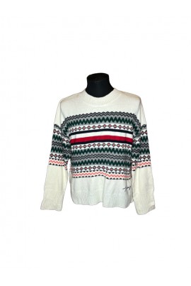 Tommy Hilfiger fehér karácsonyi mintás kötött pulóver M/L
