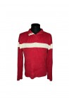 Tommy Hilfiger piros bordázott fehér feliratos pulóver XL