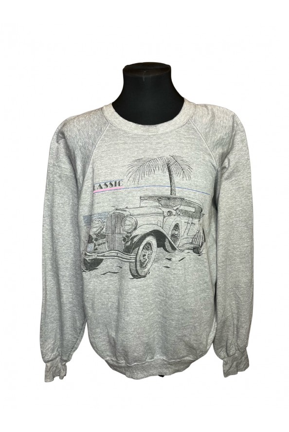 Classic autós szürke vintage pulóver XL